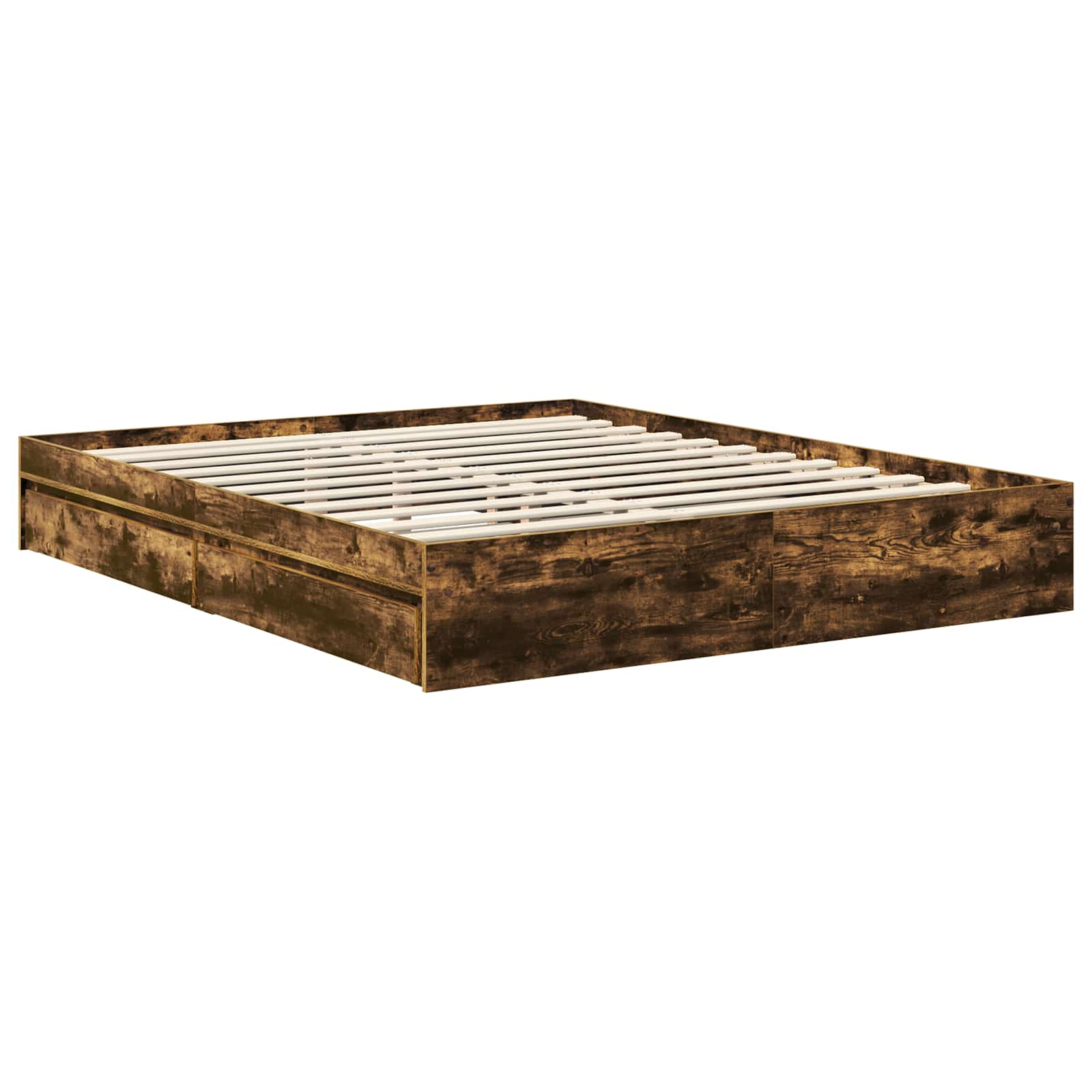 Opslag bed met lade Gerookt eiken 160 x 200 cm Bewerkt hout | luizaXL | Dé meubelwinkel voor elk interieur Opslag bed met lade Gerookt eiken 160 x 200 cm Bewerkt hout - Afbeelding 6