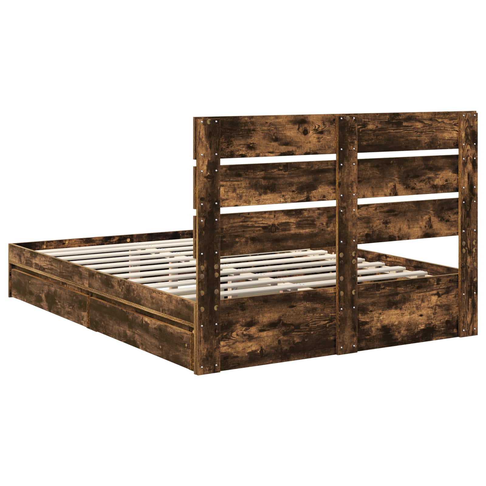Opslag bed met lade Gerookt eiken 160 x 200 cm Bewerkt hout | luizaXL | Dé meubelwinkel voor elk interieur Opslag bed met lade Gerookt eiken 160 x 200 cm Bewerkt hout - Afbeelding 10