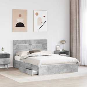 Postel s úložným prostorem s čelo Betonově šedá 140 x 190 cm - obrázek 3
