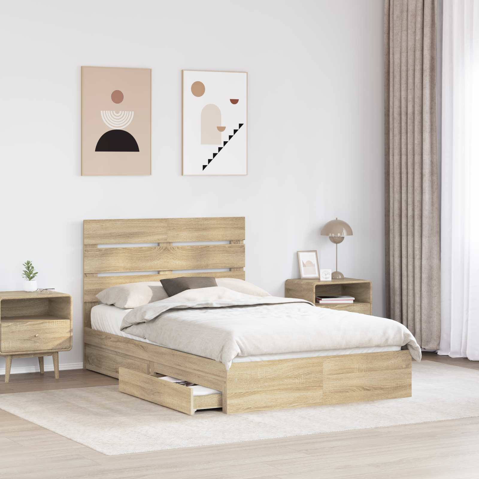 Opslag bed met lade Sonoma Eiken 135 x 190 cm Bewerkt hout | luizaXL | Dé meubelwinkel voor elk interieur Opslag bed met lade Sonoma Eiken 135 x 190 cm Bewerkt hout - Afbeelding 3