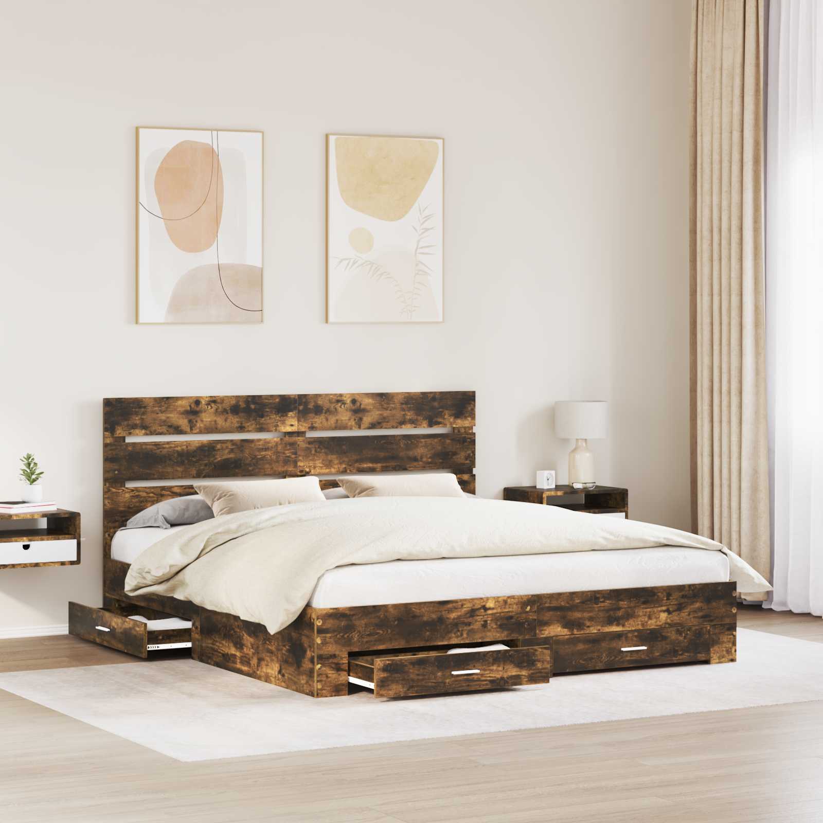 Voodi raam sahtliga Suitsetatud tamm 180 x 200 cm Tehispuit 3 Kõik vajalik sinu aeda ja koju! Voodi raam sahtliga Suitsetatud tamm 180 x 200 cm Tehispuit - Image 3