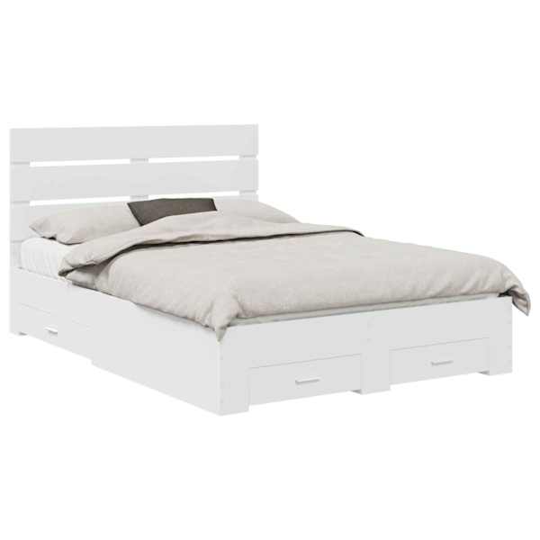 vidaXL Voodi raam sahtliga peaga Valge 150 x 200 cm Tehispuit