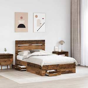 Rám postele s čelo Staré dřevo 120 x 190 cm kompozitní dřevo - obrázek 3