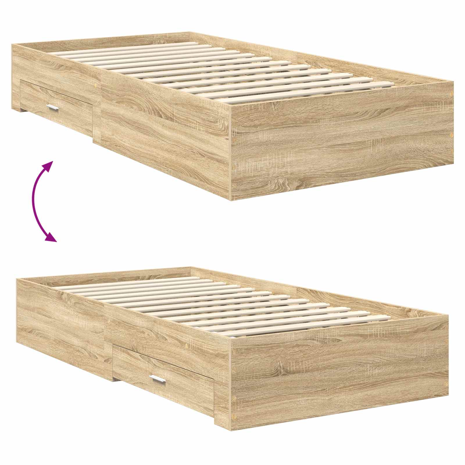 Rám postele s čelo Sonoma dub 100 x 200 cm kompozitní dřevo - obrázek 12