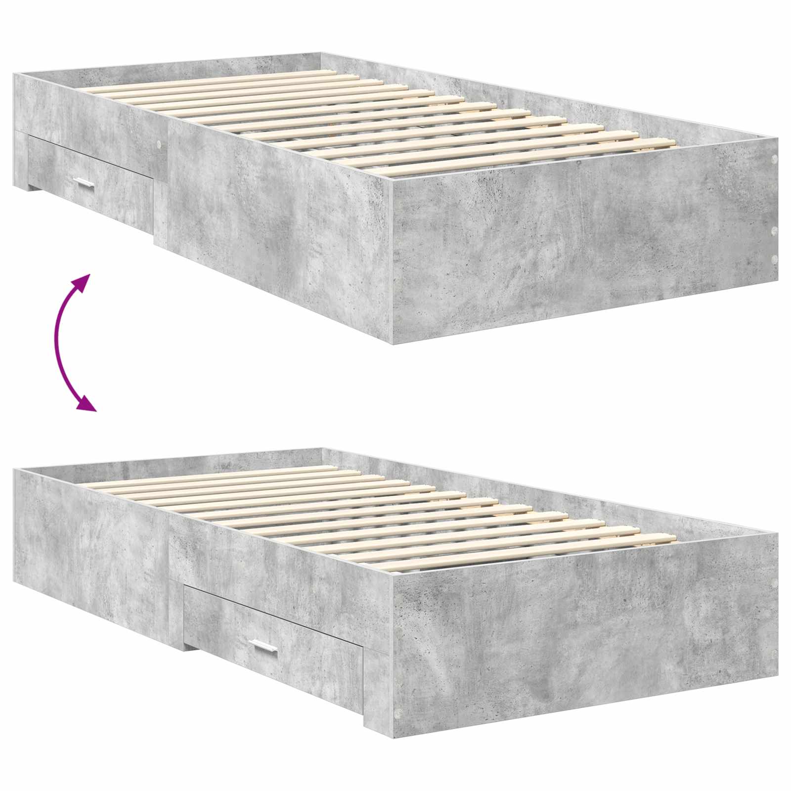 Rám postele s čelo Betonově šedá 100 x 200 cm kompozitní dřevo - obrázek 12