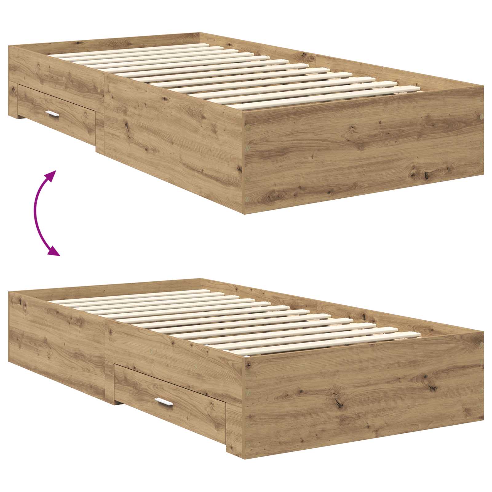 Rám postele s čelo Artisanový dub 100 x 200 cm kompozitní dřevo - obrázek 12