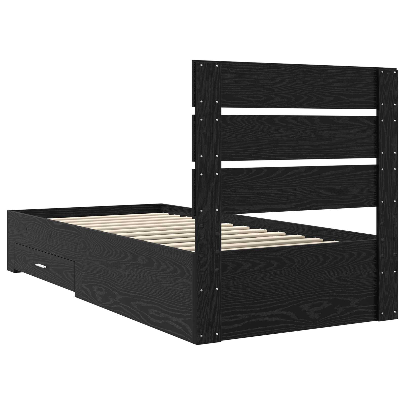 Voodi raam sahtliga peaga Must tamm 90 x 200 cm Tehispuit 9 Kõik vajalik sinu aeda ja koju! Voodi raam sahtliga peaga Must tamm 90 x 200 cm Tehispuit - Image 9