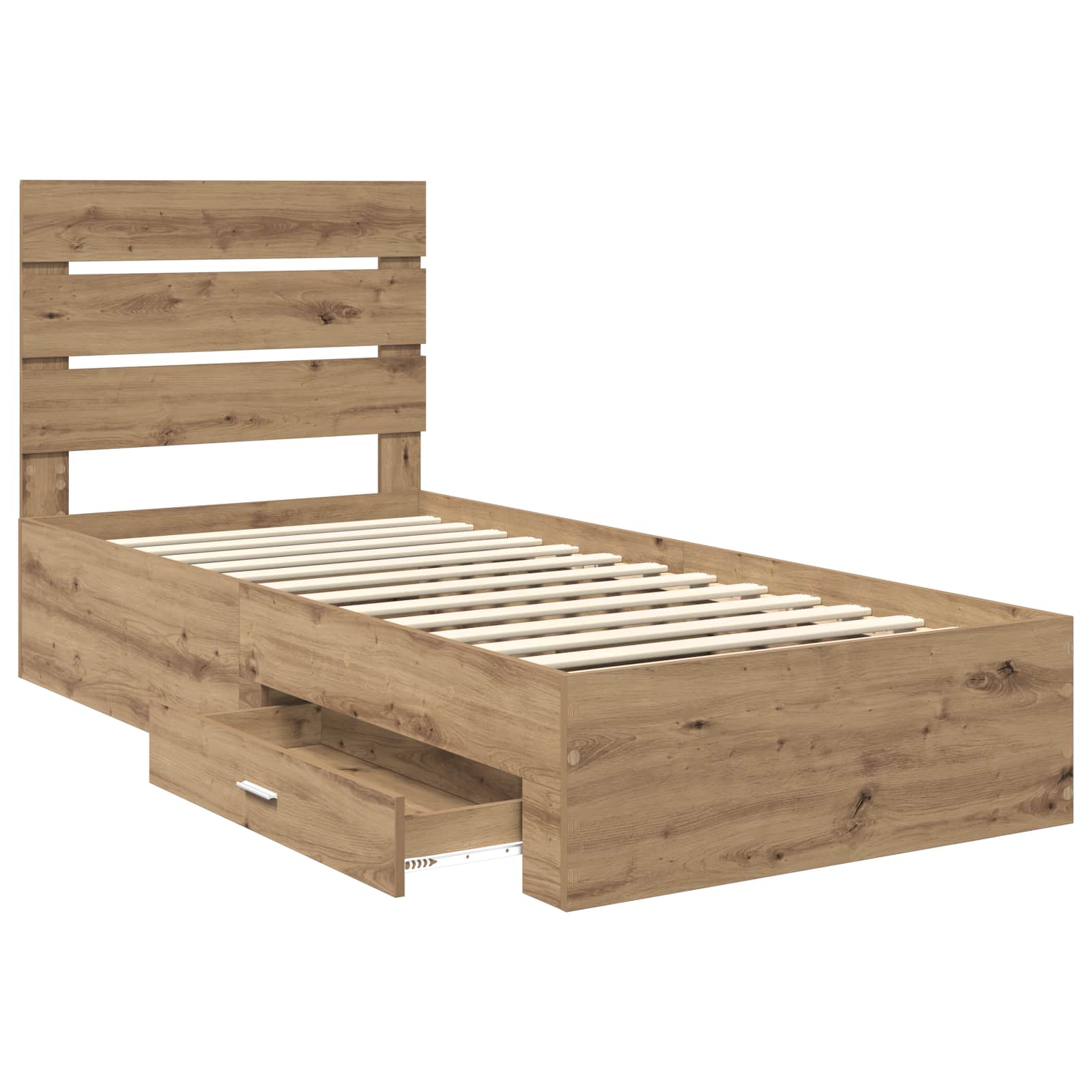 Konstrukcija postelje Umetni hrast 90 x 200 cm Konstruiran les - slika 5