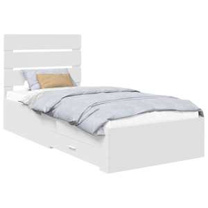 Rám postele s čelo Bílá a stříbrná 75 x 190 cm kompozitní dřevo - obrázek 2