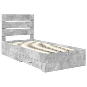 Rám postele se zásuvkou Betonově šedá a stříbrná 70 x 190 cm - obrázek 4