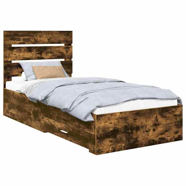 vidaXL Voodi raam Suitsetatud Tamme ja H&otilde;be 75 x 190 cm Tehispuit