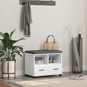 Haldna klop Bela 60 x 38 x 46 cm Oblikovan Les in Tkanina