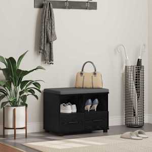 Haldna klop Črni Hrast 60 x 38 x 46 cm Oblikovan Les in Tkanina