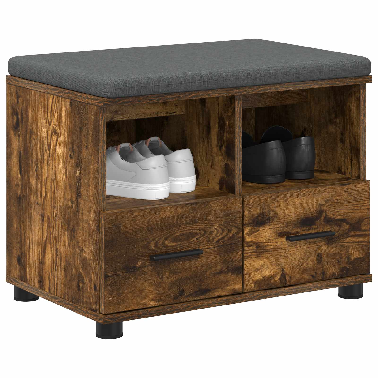 vidaXL Halbank met kussen met lade Gerookt eiken 60 x 38 x 46 cm