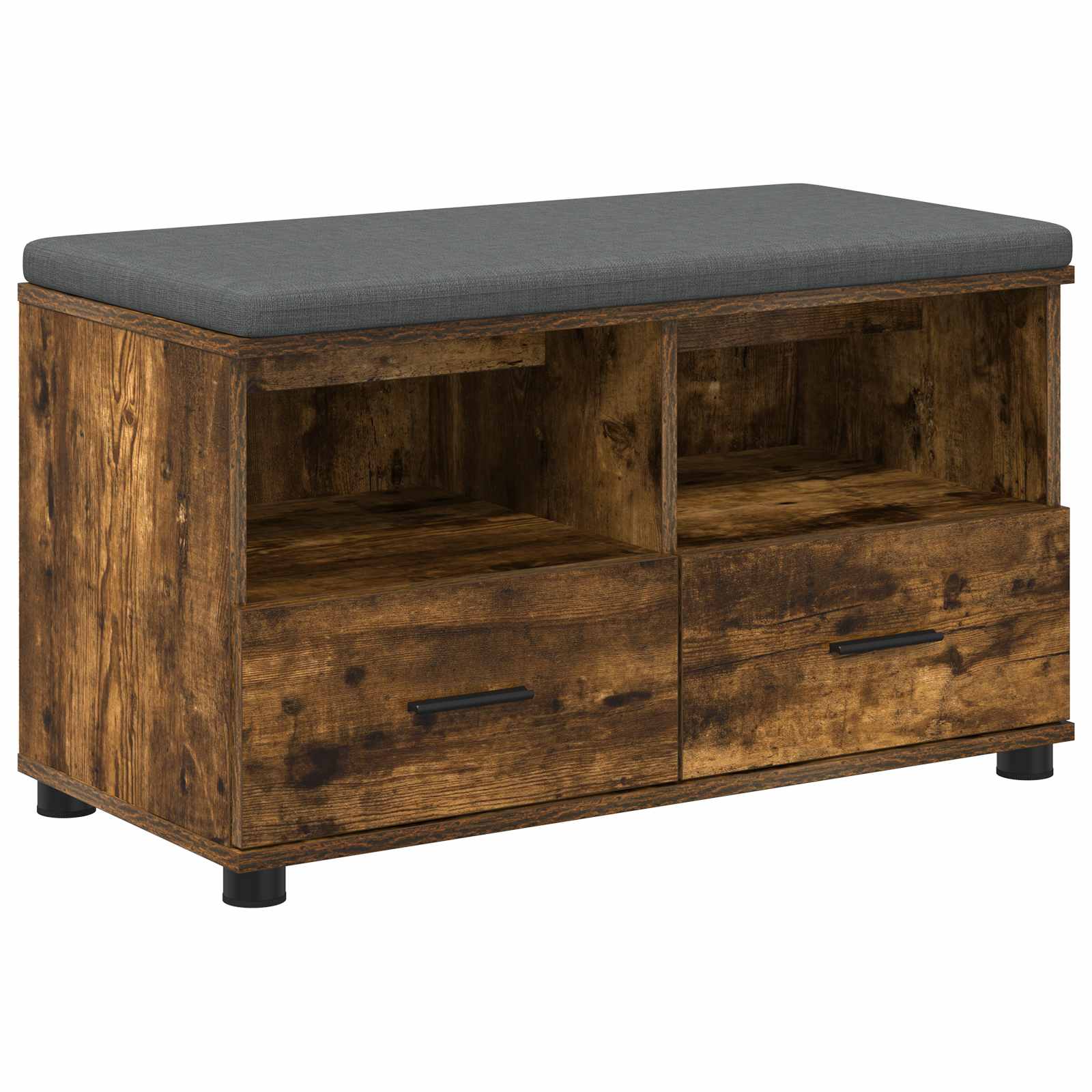 Thumbnail - vidaXL Flurbank mit Kissen mit Regal Geräucherte Eiche 80 x 38 x 46 cm