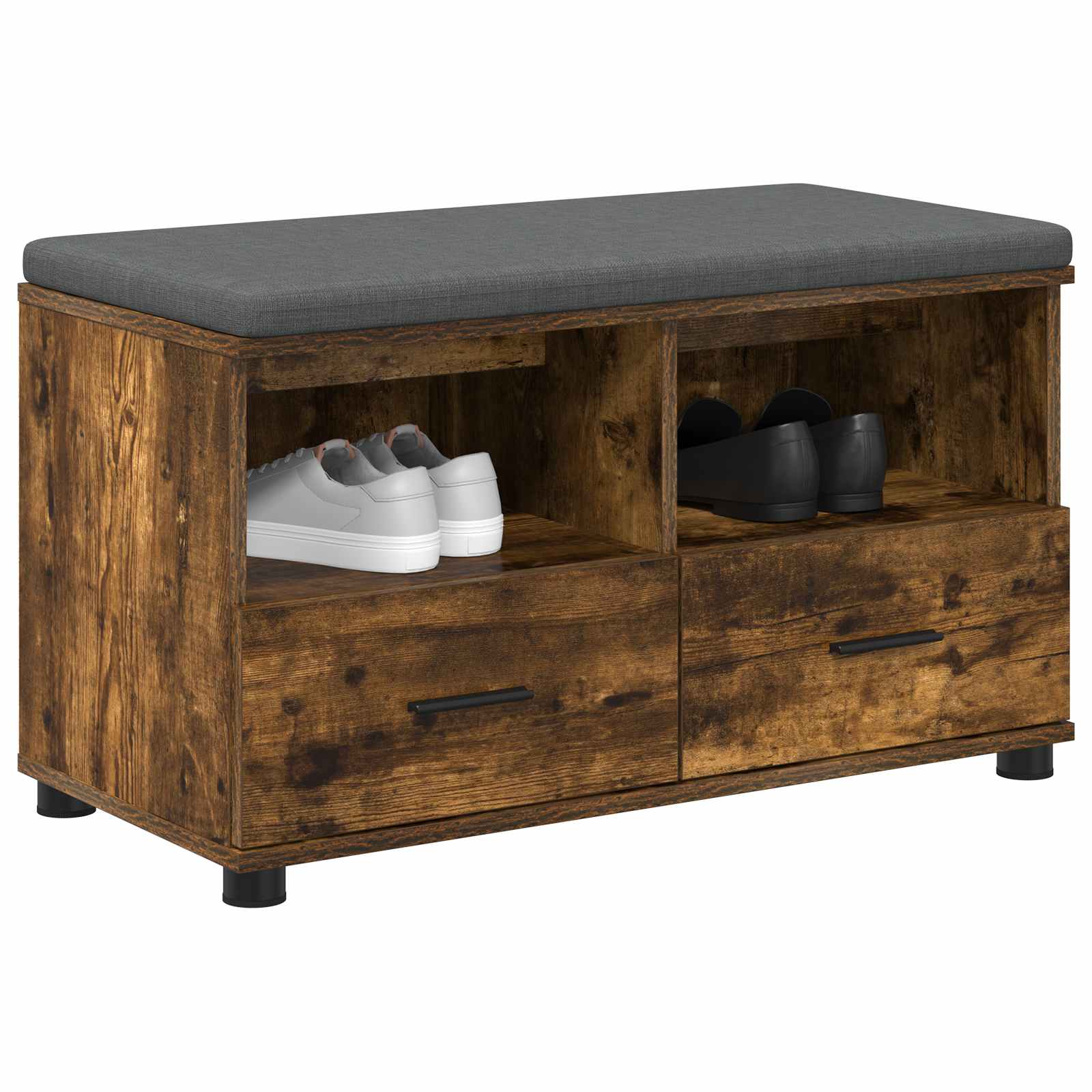 vidaXL Halbank met kussen met lade Gerookt eiken 80 x 38 x 46 cm