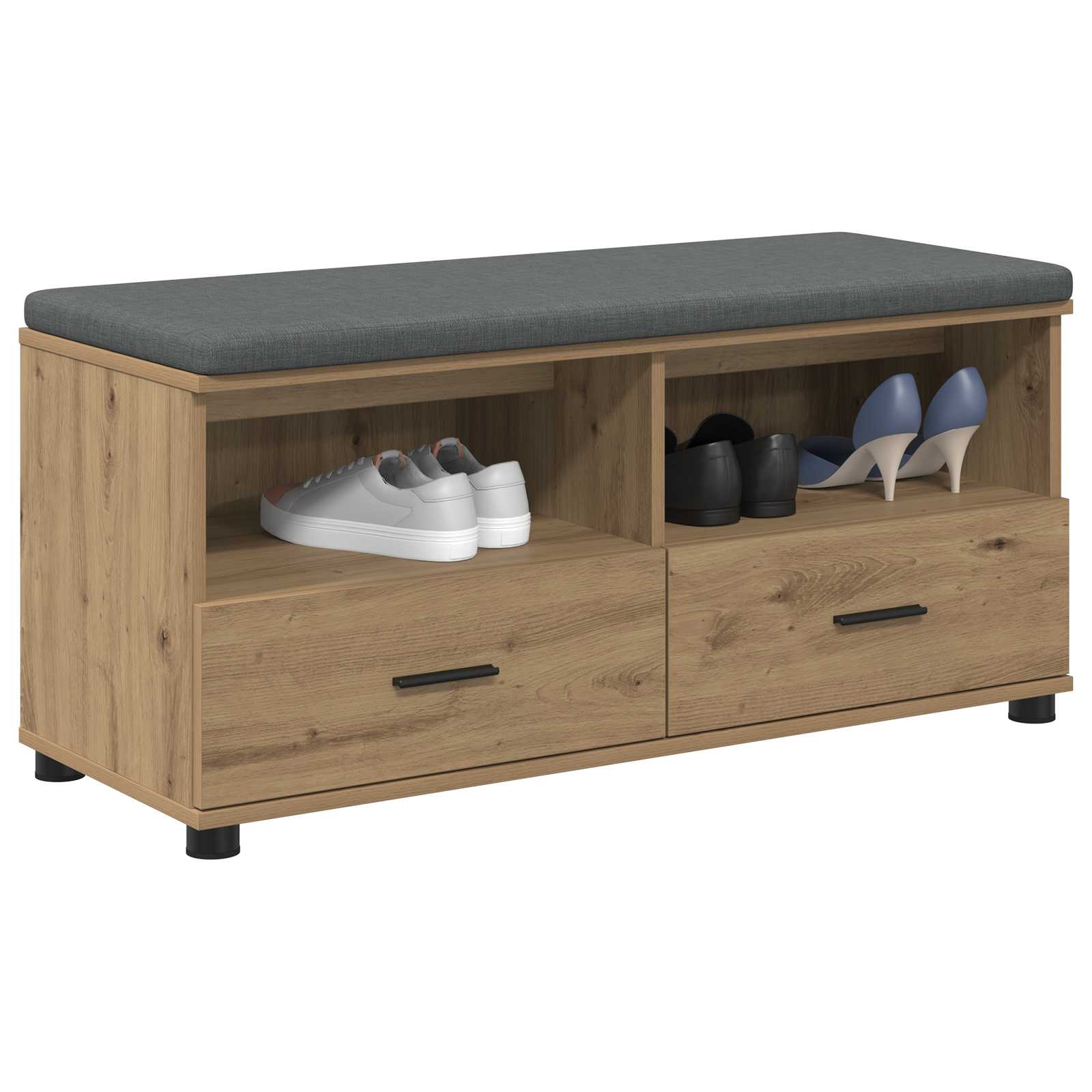 vidaXL Halbank met kussen met lade Artisan Eiken 100 x 38 x 46 cm