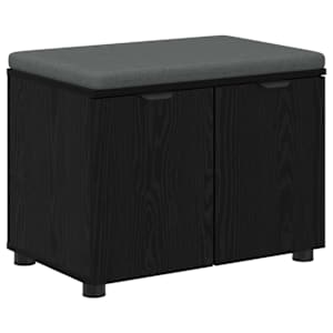 vidaXL Hallipink padjaga riiuliga uksega Must Tamm 60 x 38 x 46 cm