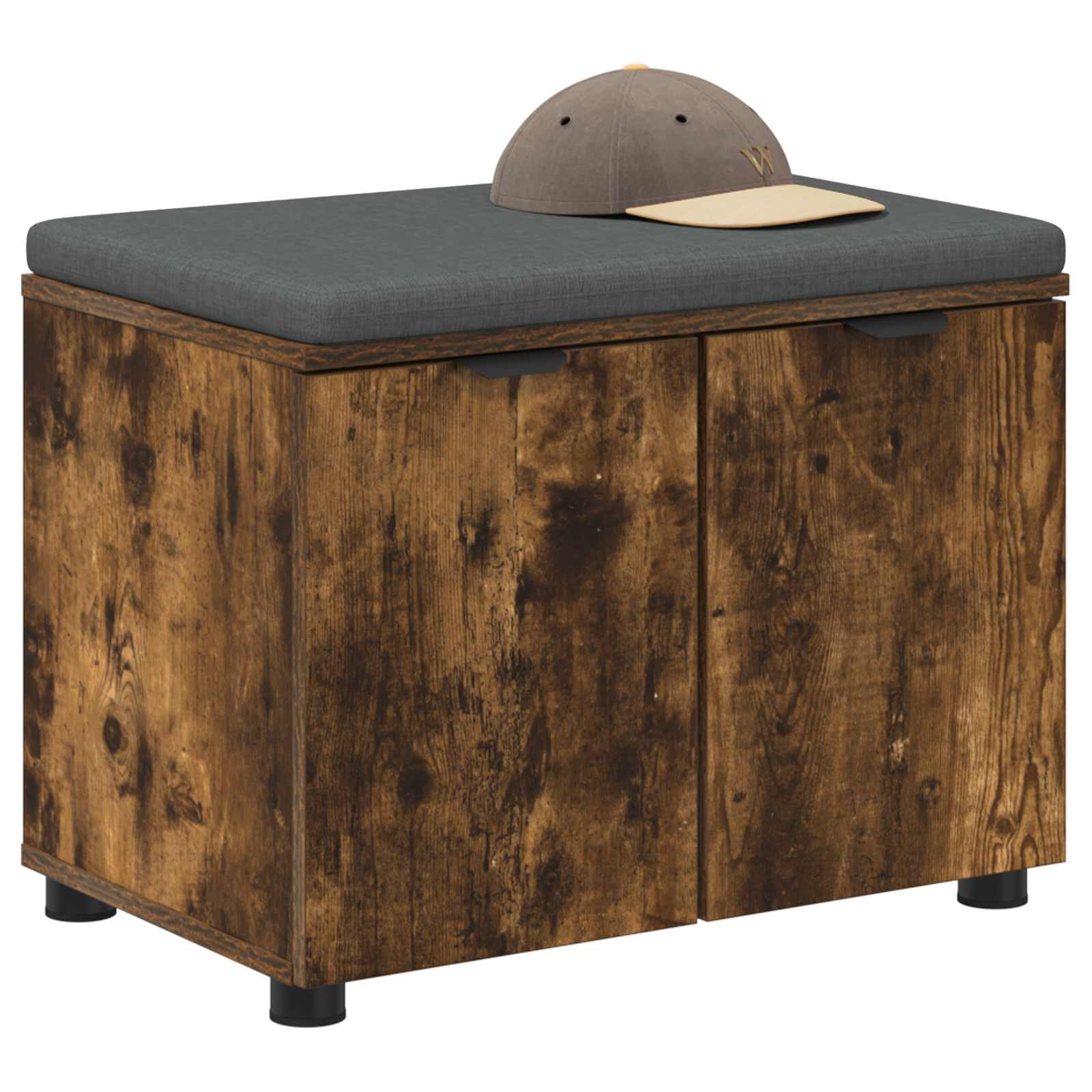 vidaXL Halbank met kussen met opslag Gerookt eiken 60 x 38 x 46 cm