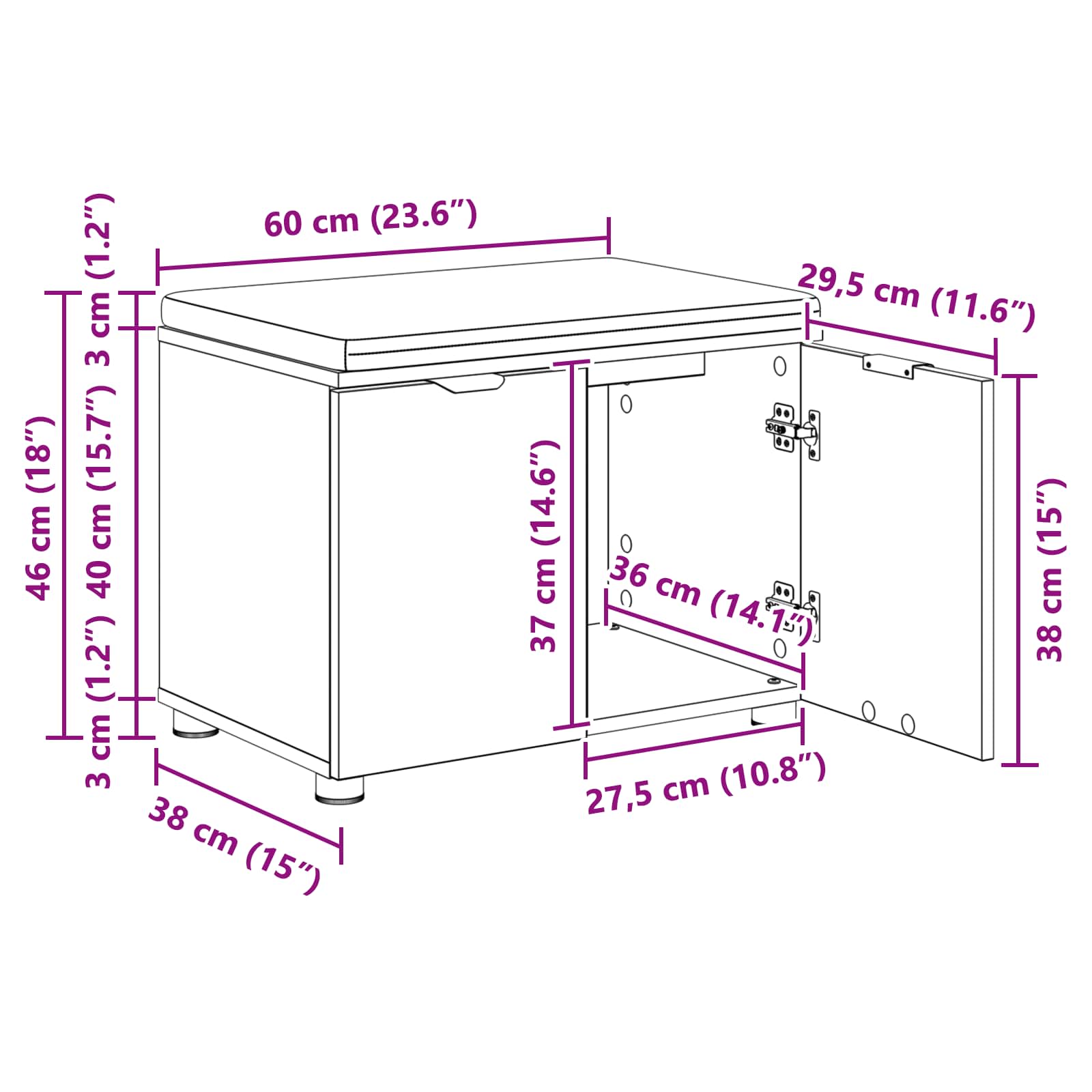 Haldna klop z blazino s shranjevanjem Star les 60 x 38 x 46 cm - slika 12