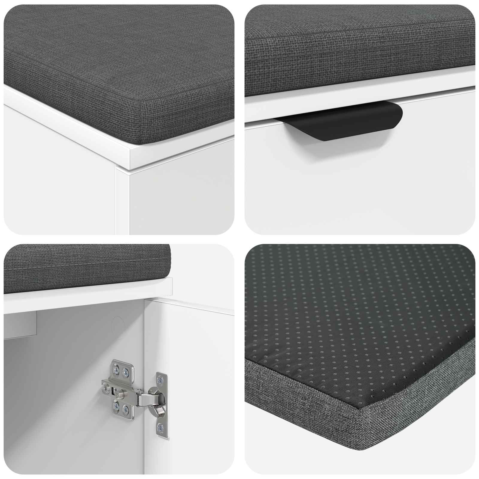 Haldna klop z blazino s shranjevanjem Bela 80 x 46 x 46 cm - slika 9