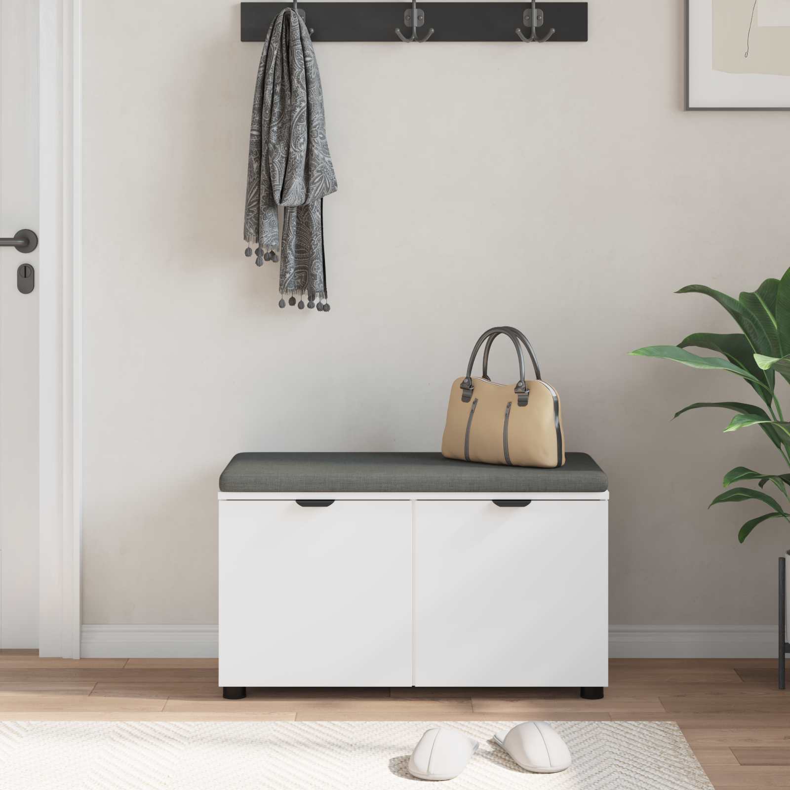 Haldna klop z blazino s shranjevanjem Bela 80 x 46 x 46 cm - slika 4