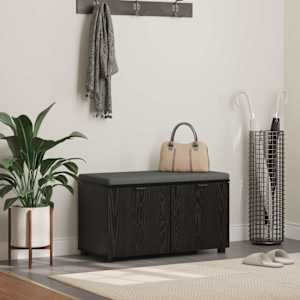 Haldna klop Črni Hrast 80 x 38 x 46 cm Oblikovan Les in Tkanina