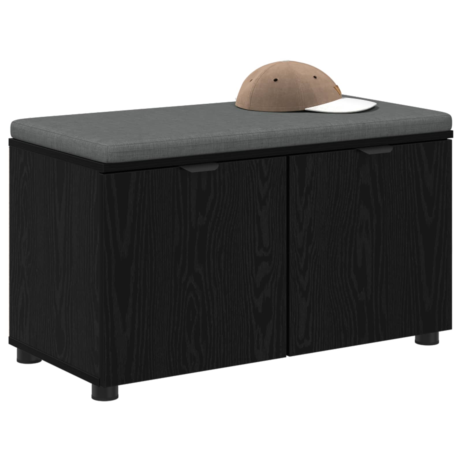 vidaXL Halbank met kussen met opslag Zwart Eiken 80 x 38 x 46 cm