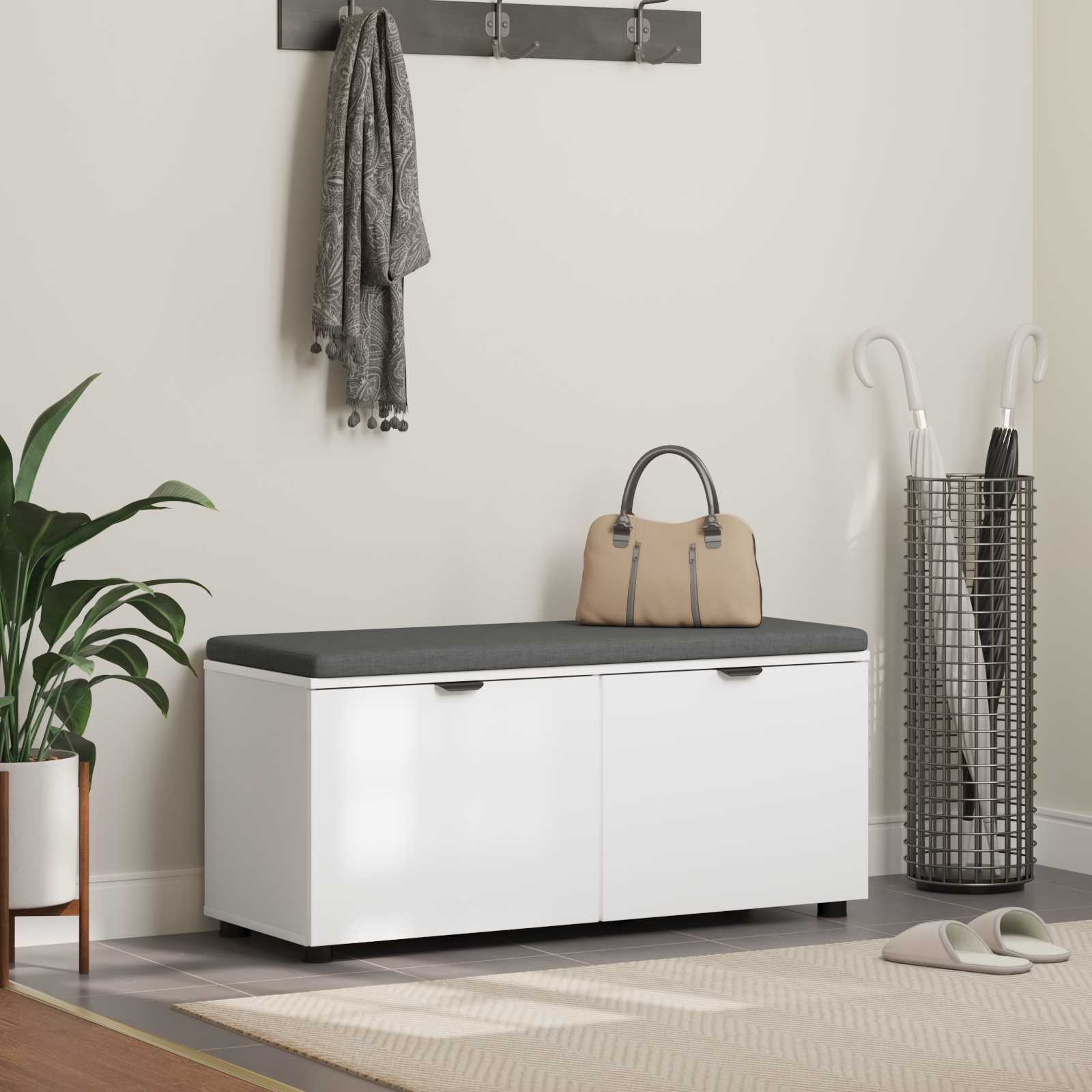 Пейка за коридор с възглавница с врата Бяло 100 x 38 x 46 см