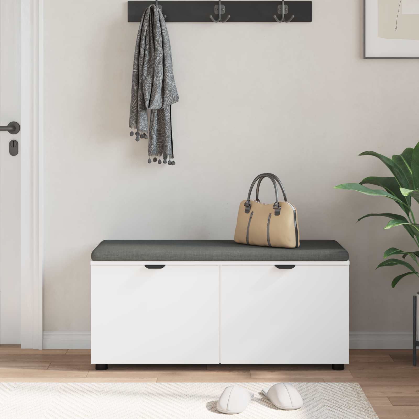 Haldna klop z blazino s shranjevanjem Bela 100 x 38 x 46 cm - slika 4