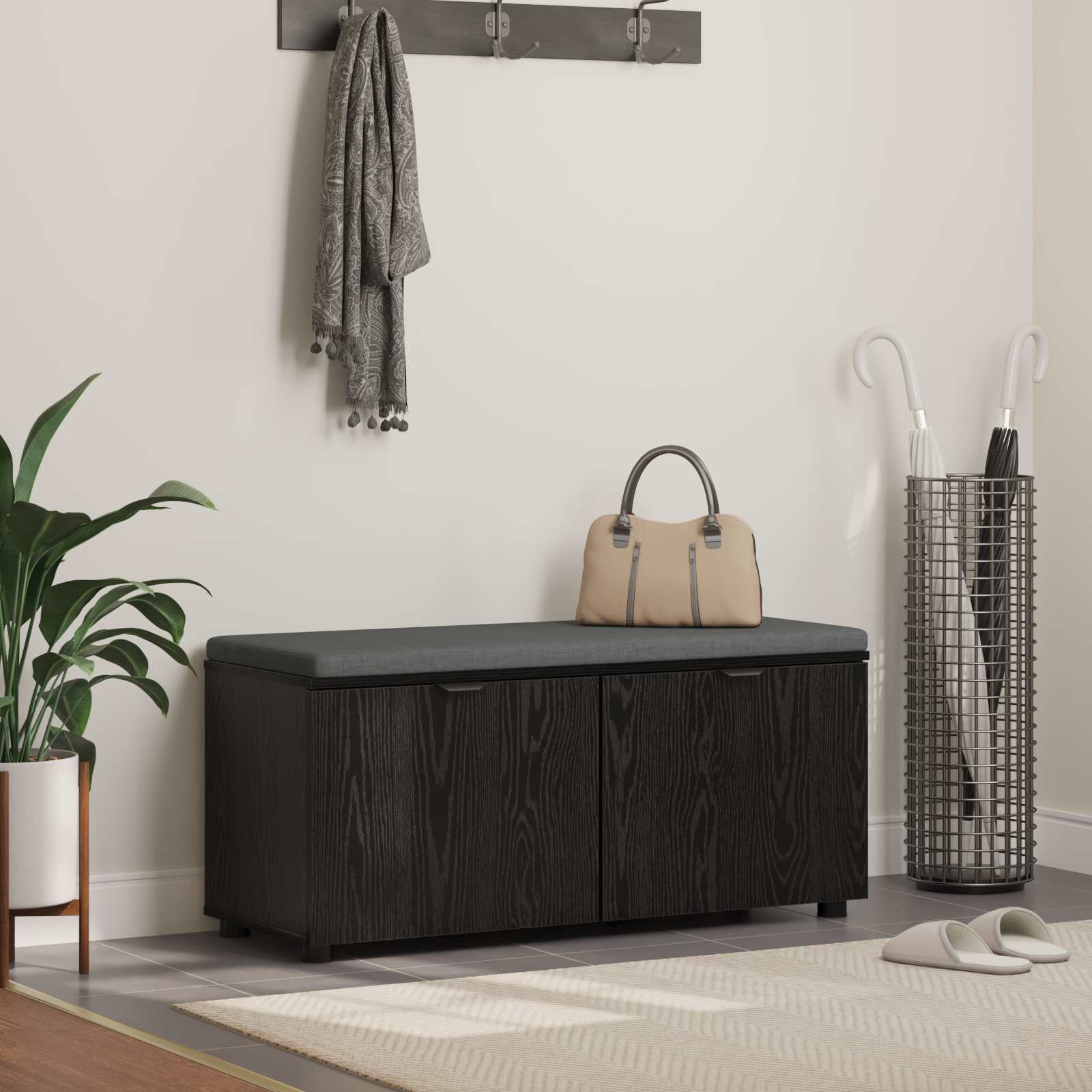 Haldna klop z blazino z vrati Črna Orehovina 100 x 38 x 46 cm