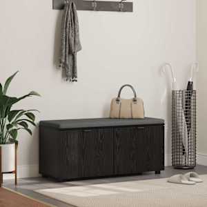 Haldna klop z blazino s polico Črni Hrast 100 x 38 x 46 cm