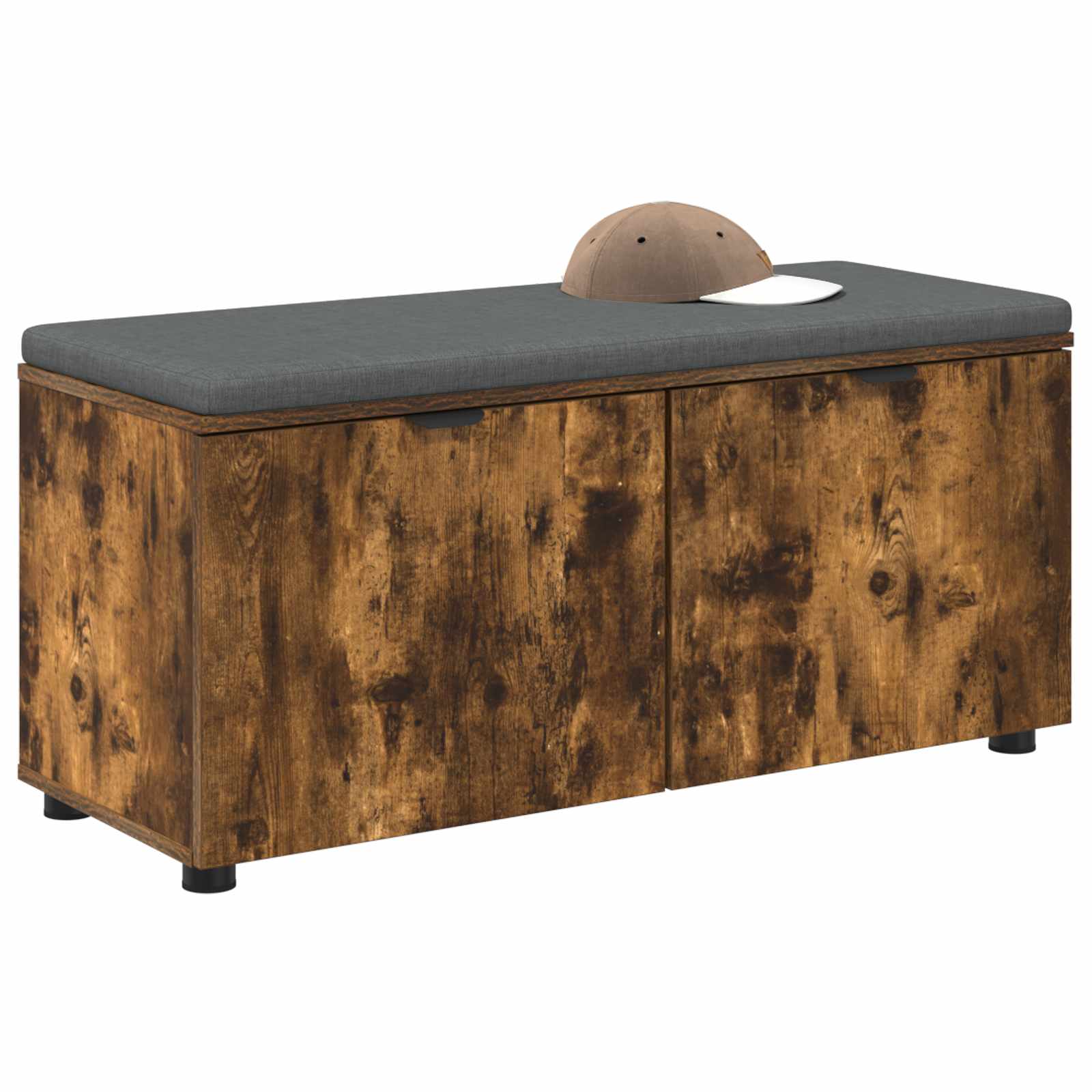 vidaXL Halbank met kussen met opslag Gerookt eiken 100 x 38 x 46 cm