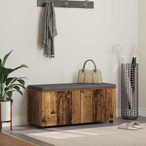 Chodbičková lavice s polštářem Staré dřevo 100 x 38 x 46 cm - obrázek 1
