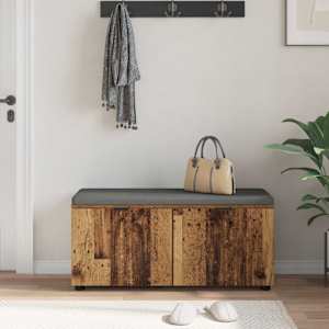 Chodbičková lavice s polštářem Staré dřevo 100 x 38 x 46 cm - obrázek 4