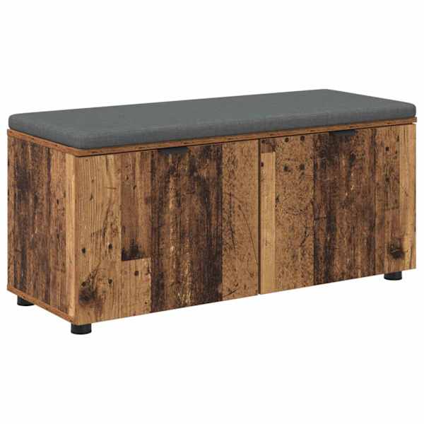 vidaXL Hallipink padjaga riiuliga uksega Vana puit 100 x 38 x 46 cm