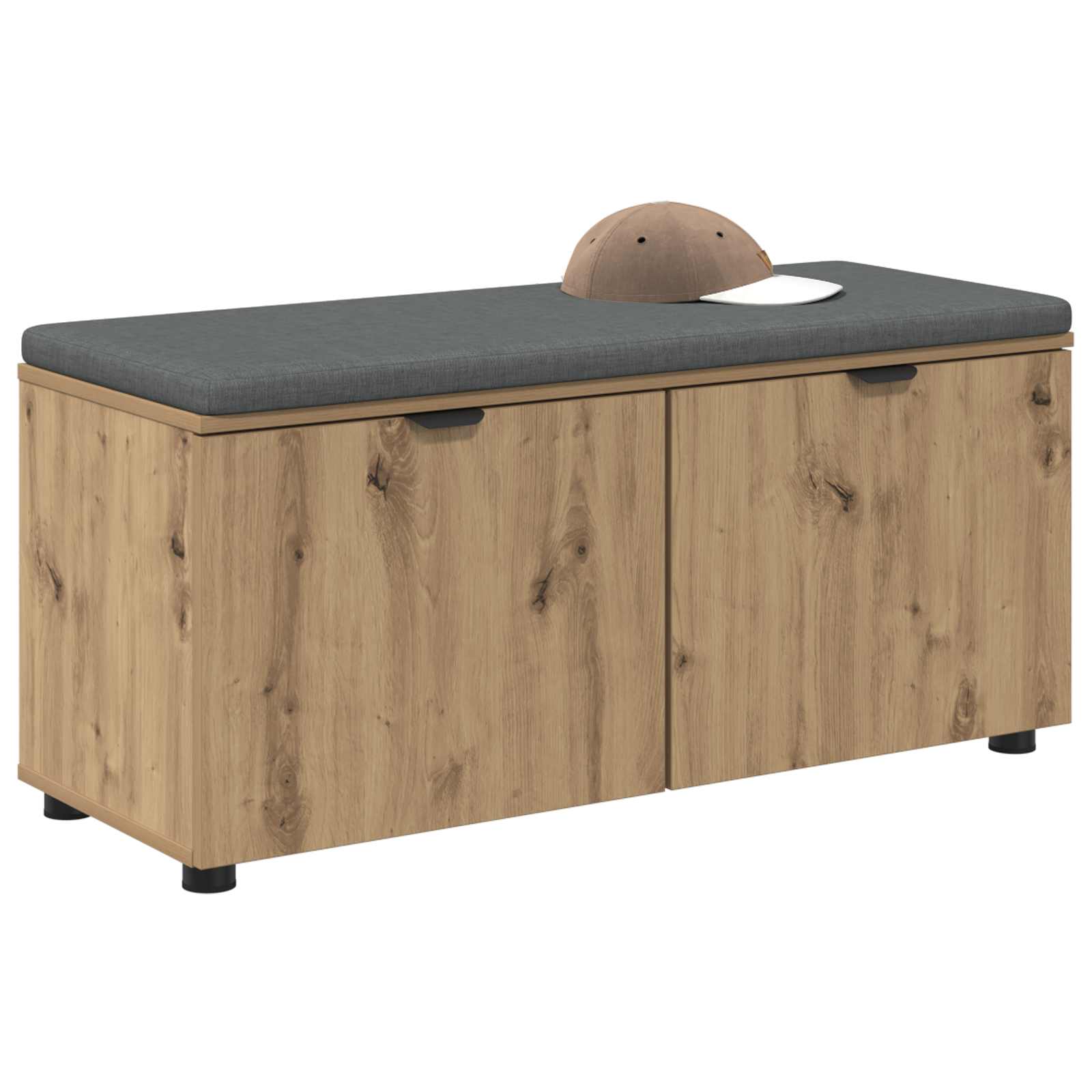 vidaXL Halbank met kussen met opslag Artisan Eiken 100 x 38 x 46 cm