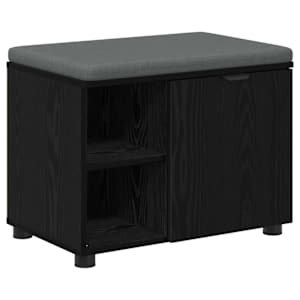 vidaXL Hallipink padjaga riiuliga uksega Must Tamm 60 x 38 x 46 cm