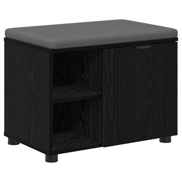 vidaXL Hallipink padjaga riiuliga uksega Must Tamm 60 x 38 x 46 cm