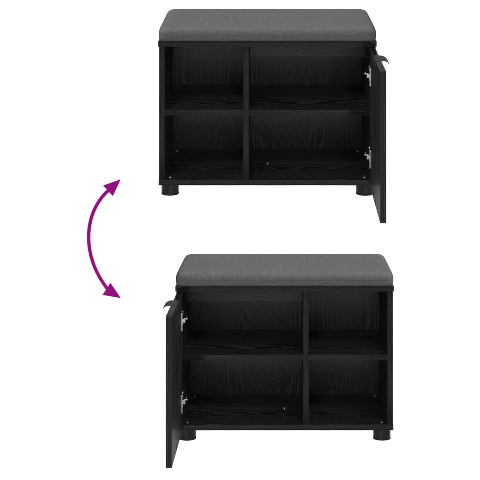 Haldna klop z blazino Enobarvno Črna Orehovina 60 x 38 x 46 cm - slika 10