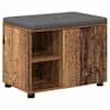 vidaXL Hallipink padjaga riiuliga uksega Vana puit 60 x 38 x 46 cm