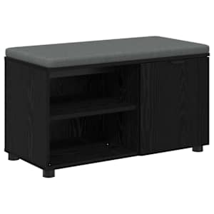 vidaXL Hallipink padjaga riiuliga uksega Must Tamm 80 x 38 x 46 cm