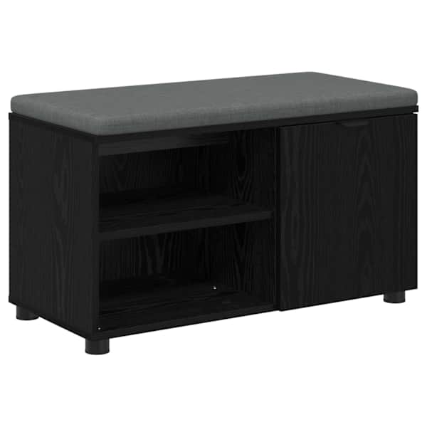 vidaXL Hallipink padjaga riiuliga uksega Must Tamm 80 x 38 x 46 cm