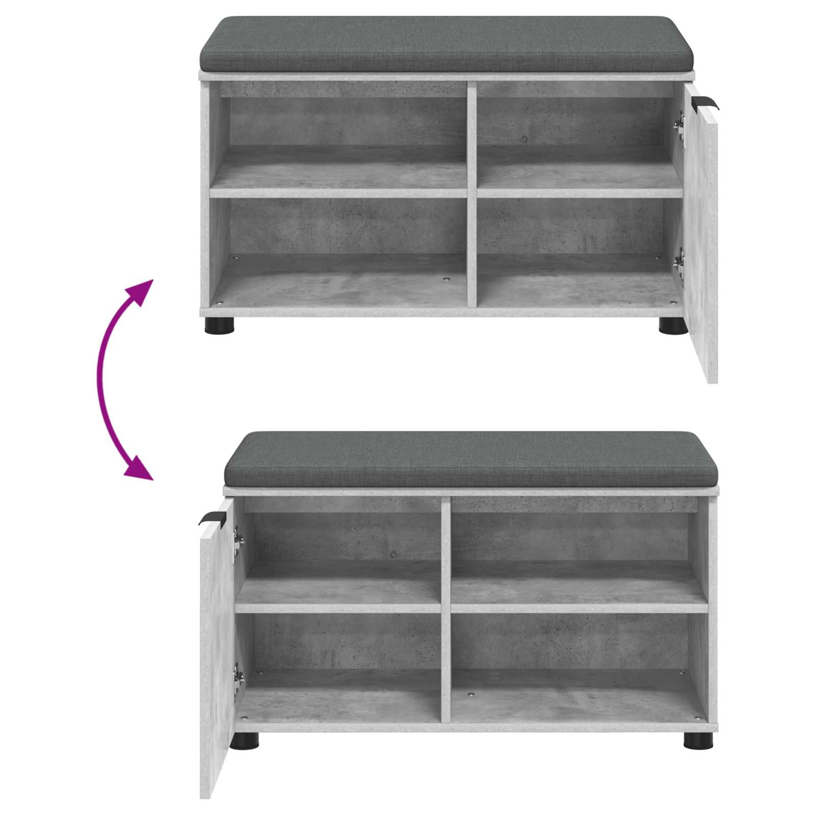 Haldna klop z blazino Enobarvno Betonsko siva 80 x 38 x 46 cm - slika 10