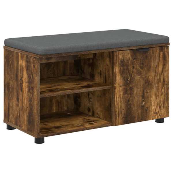vidaXL Hallipink padjaga riiuliga Suitsetatud Tamm 80 x 38 x 46 cm