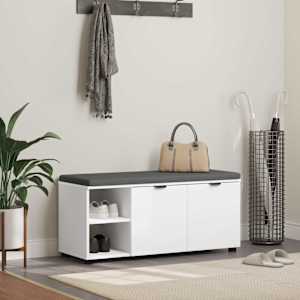 Haldna klop Bela 100 x 38 x 46 cm Oblikovan Les in Tkanina