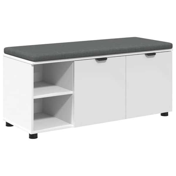 vidaXL Hallipink padjaga riiuliga ladustamisega Valge 100 x 38 x 46 cm