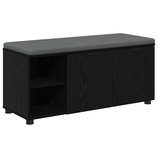 vidaXL Hallipink padjaga riiuliga uksega Must Tamm 100 x 38 x 46 cm