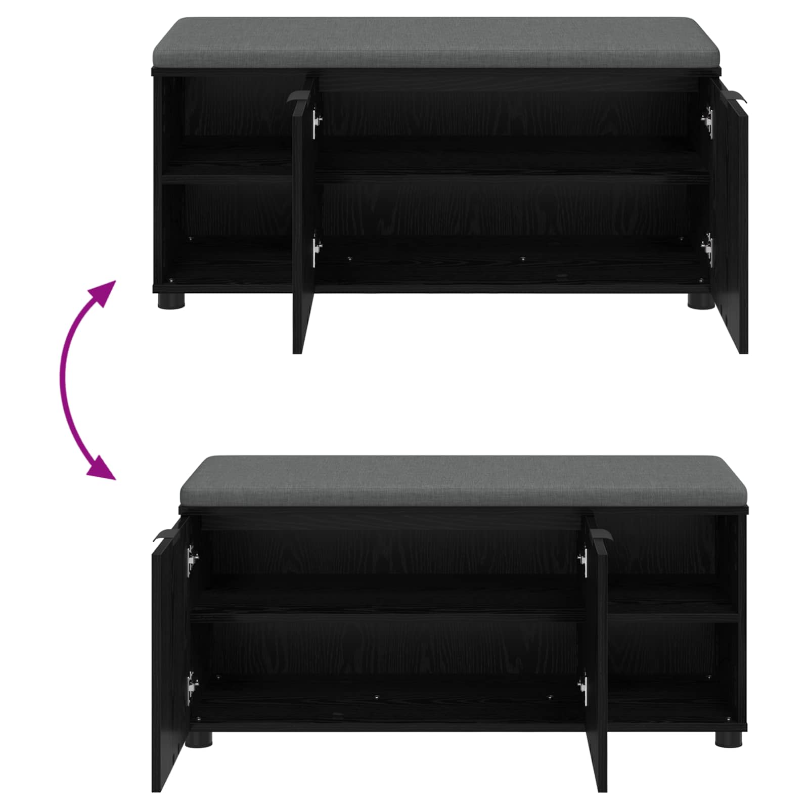 Haldna klop z blazino Enobarvno Črna Orehovina 100 x 38 x 46 cm - slika 10