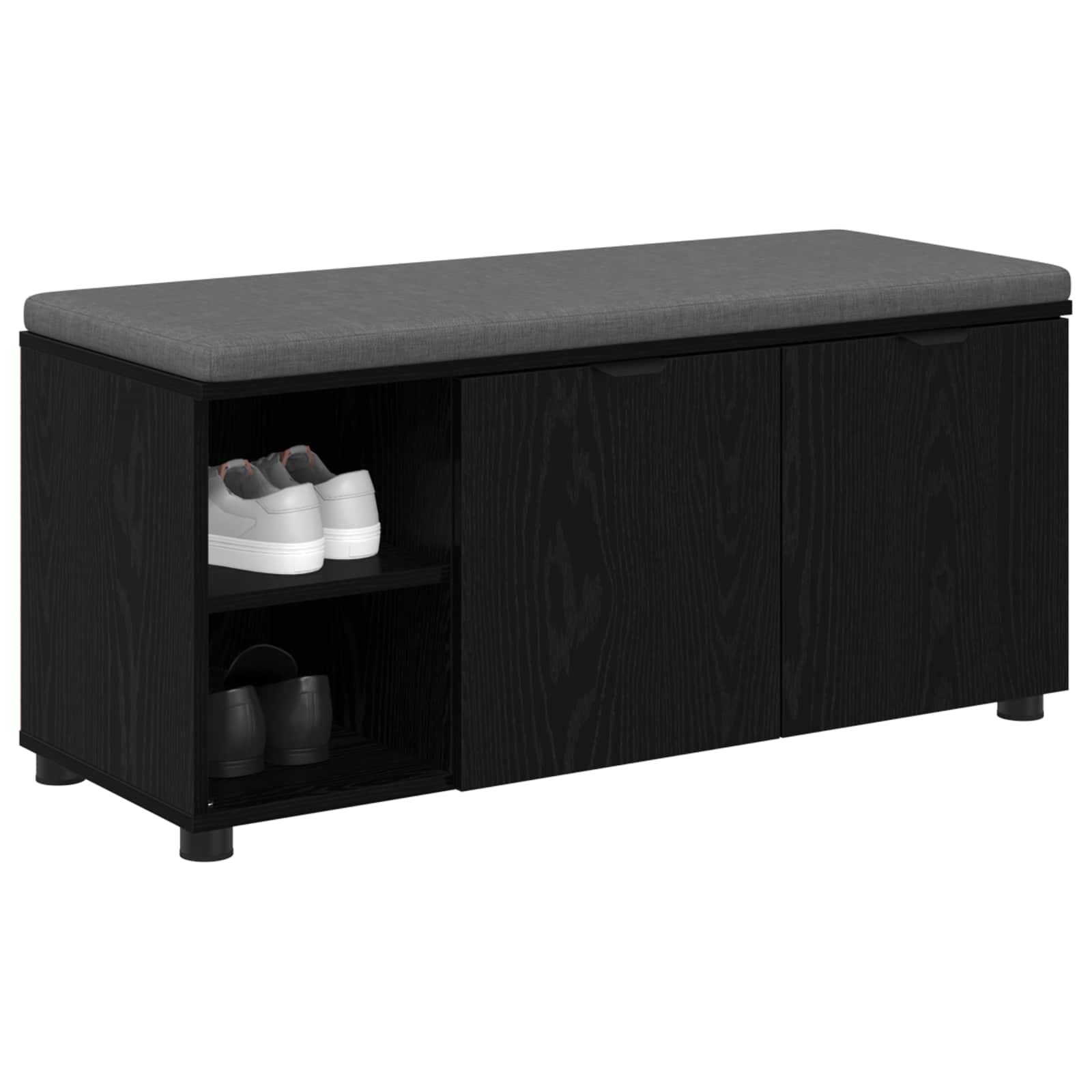 Haldna klop z blazino Enobarvno Črna Orehovina 100 x 38 x 46 cm - slika 3